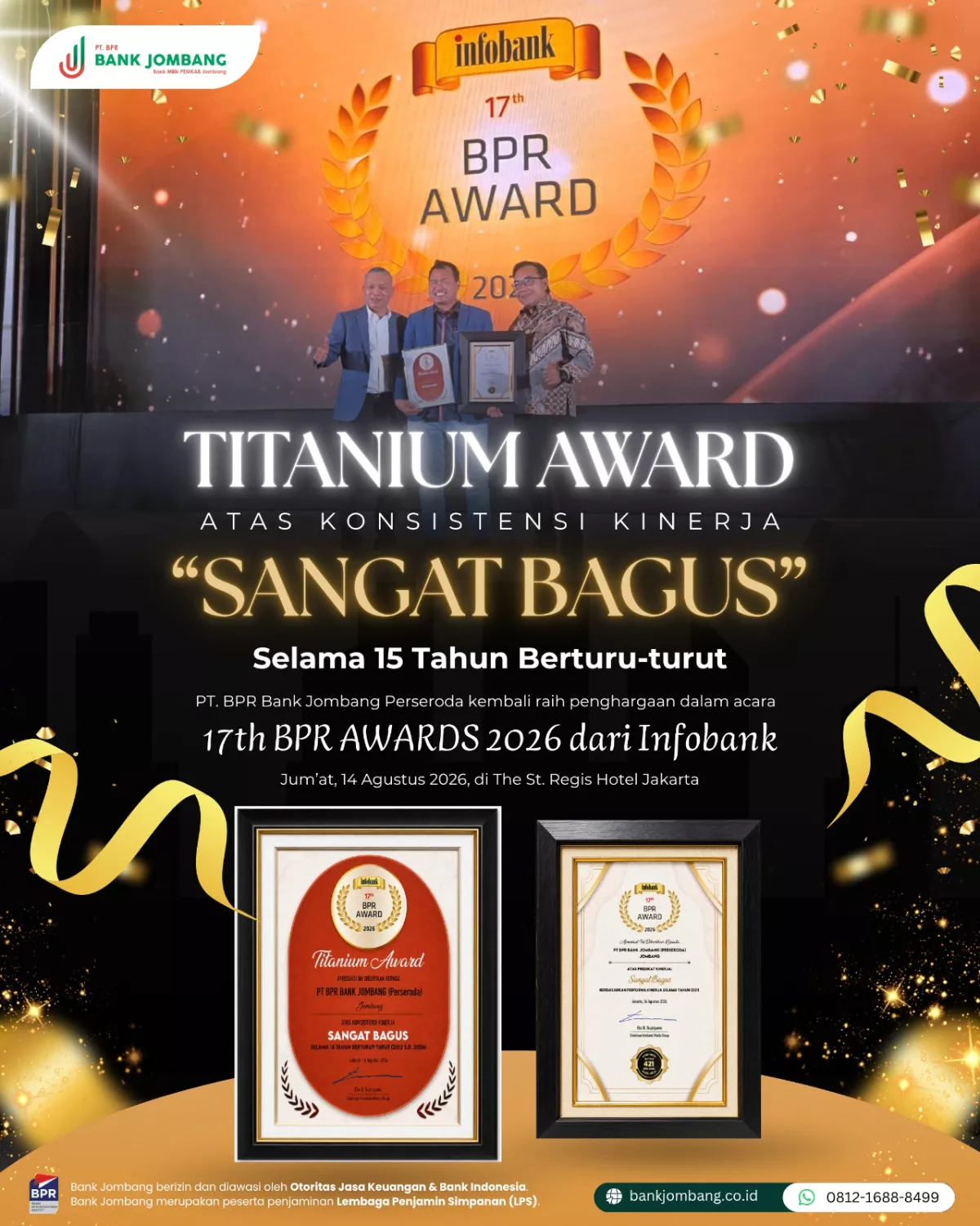 Konsisten 15 Tahun Meraih Titanium Award, Bank Jombang Pacu Produk Tabungan Arisan Simarmas Hoki Bacth