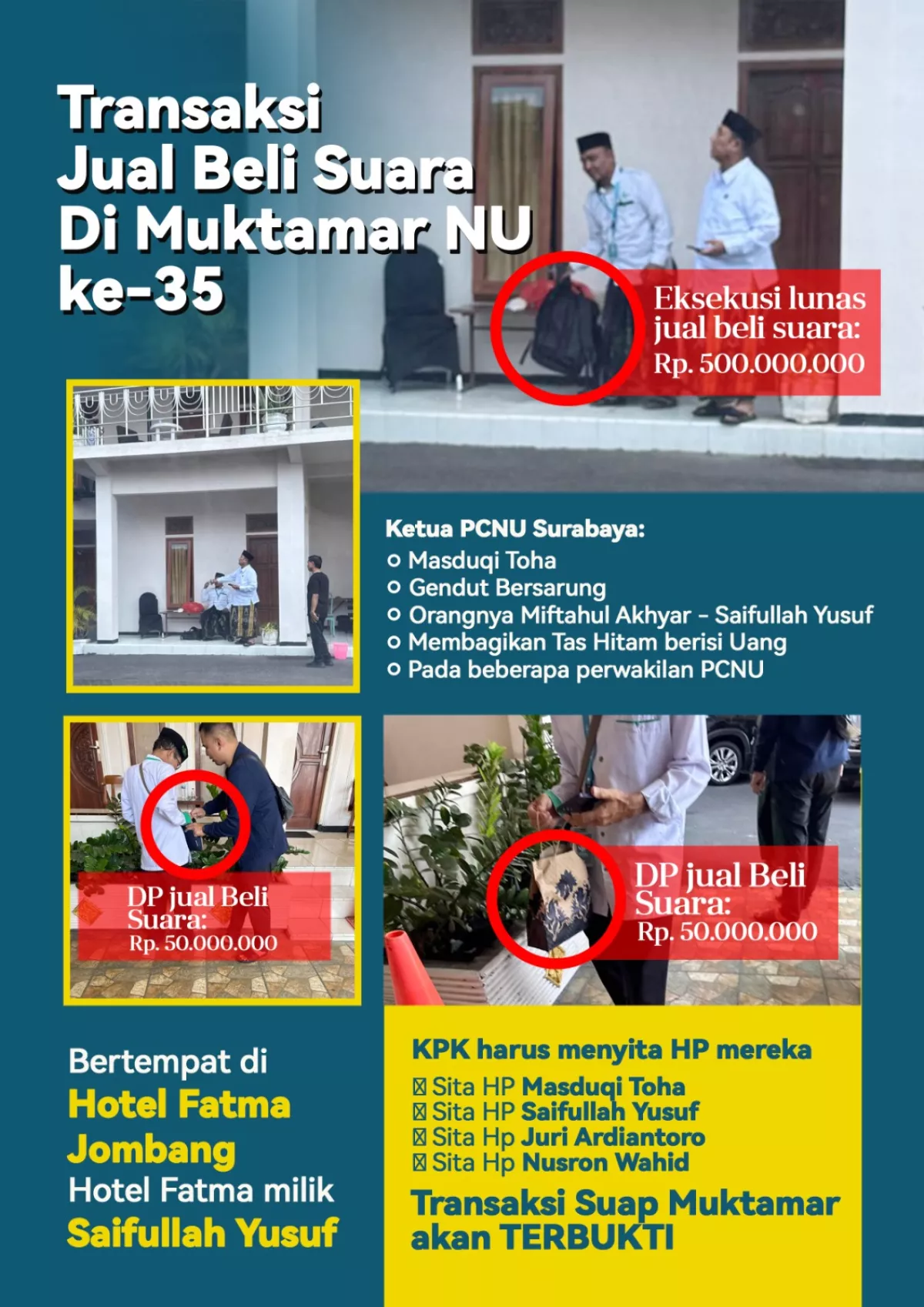 Kolase Poto Dugaan Suap Muktamar di salah satu hotel, dok.gus Lilur